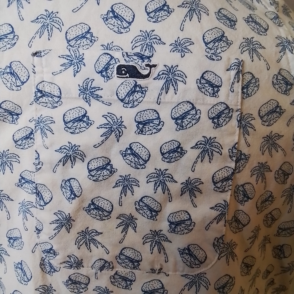 Vineyard Vines Classic Fit Tucker Shirt Cheeseburgers In Paradise Blue & White S